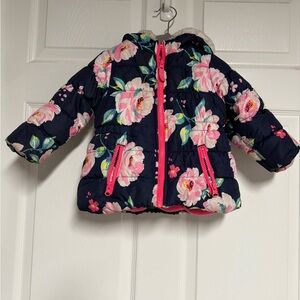 Floral Kids Jacket - Navy and Pink